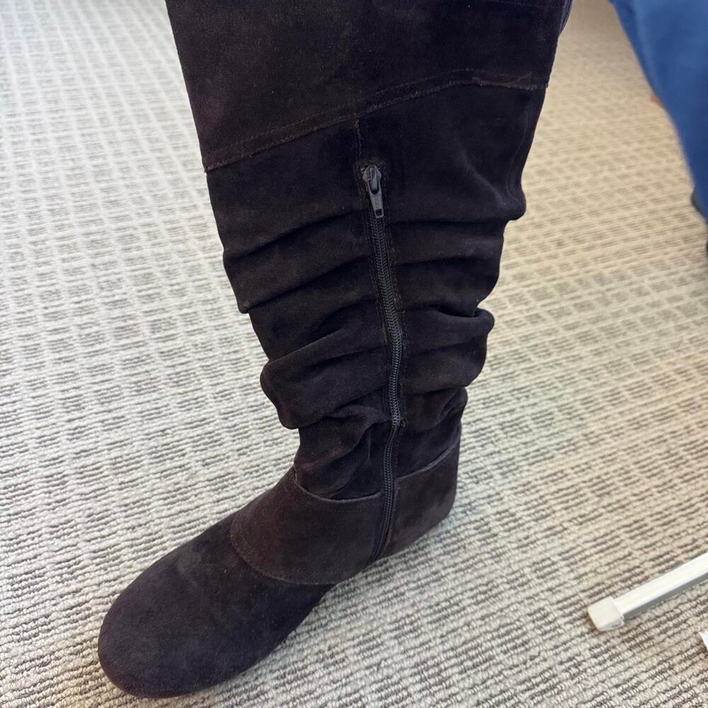 Naughty monkey y2k slouchy brown suede boots with buckle detail - Picture 7 of 8